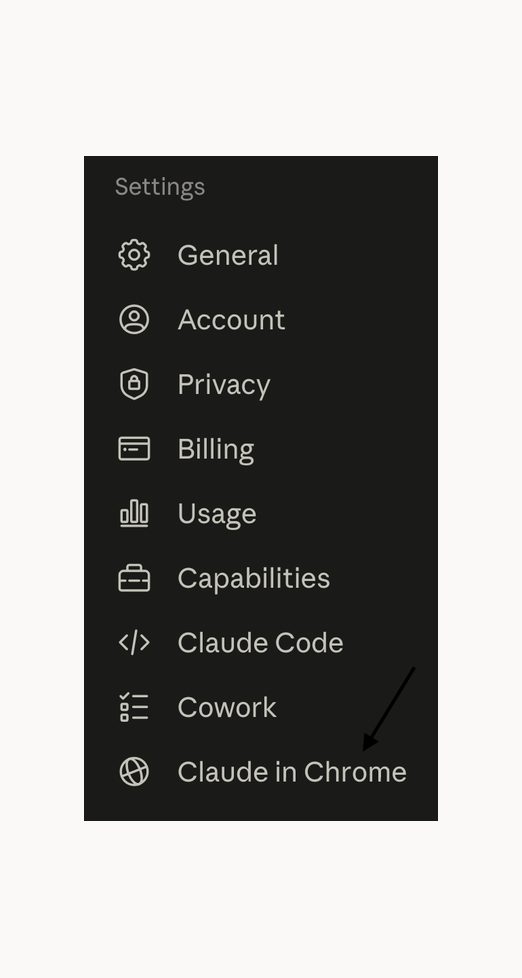 من قائمة Customize اختاروا Claude in Chrome