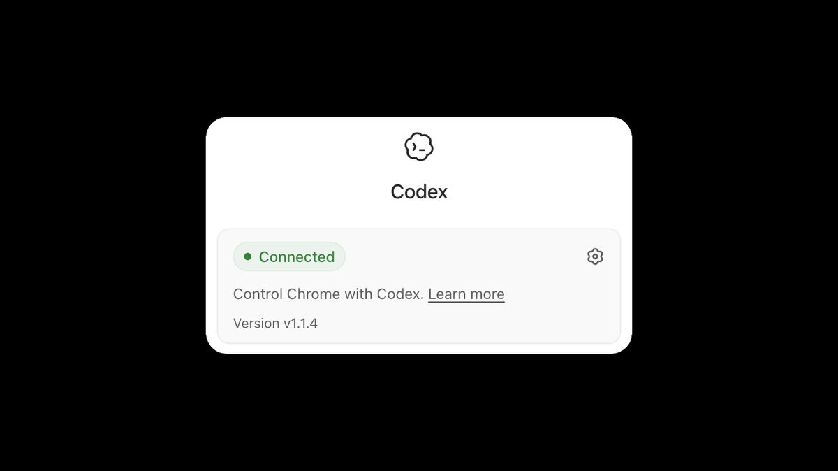 حالة Connected بعد ربط Chrome مع Codex