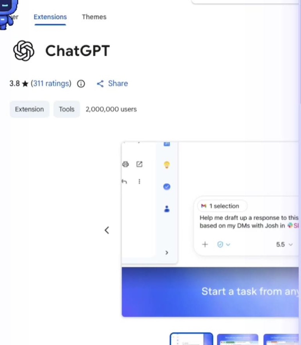 صفحة ChatGPT extension في Chrome Web Store