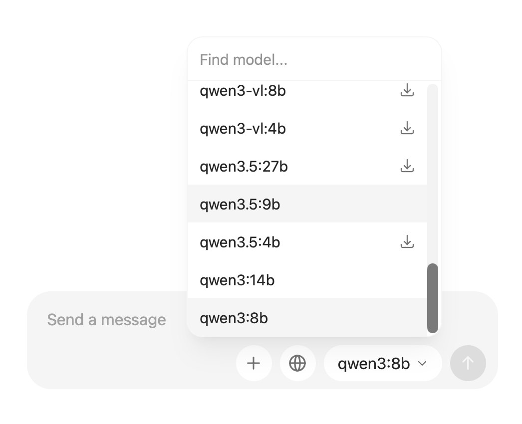 اختيار وتحميل نموذج من Model picker داخل Ollama